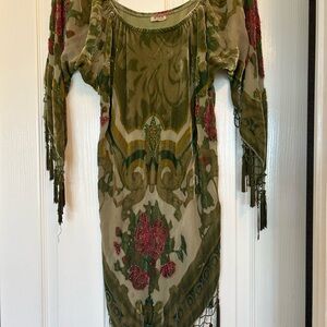 Chic Olive Green Floral Blouse